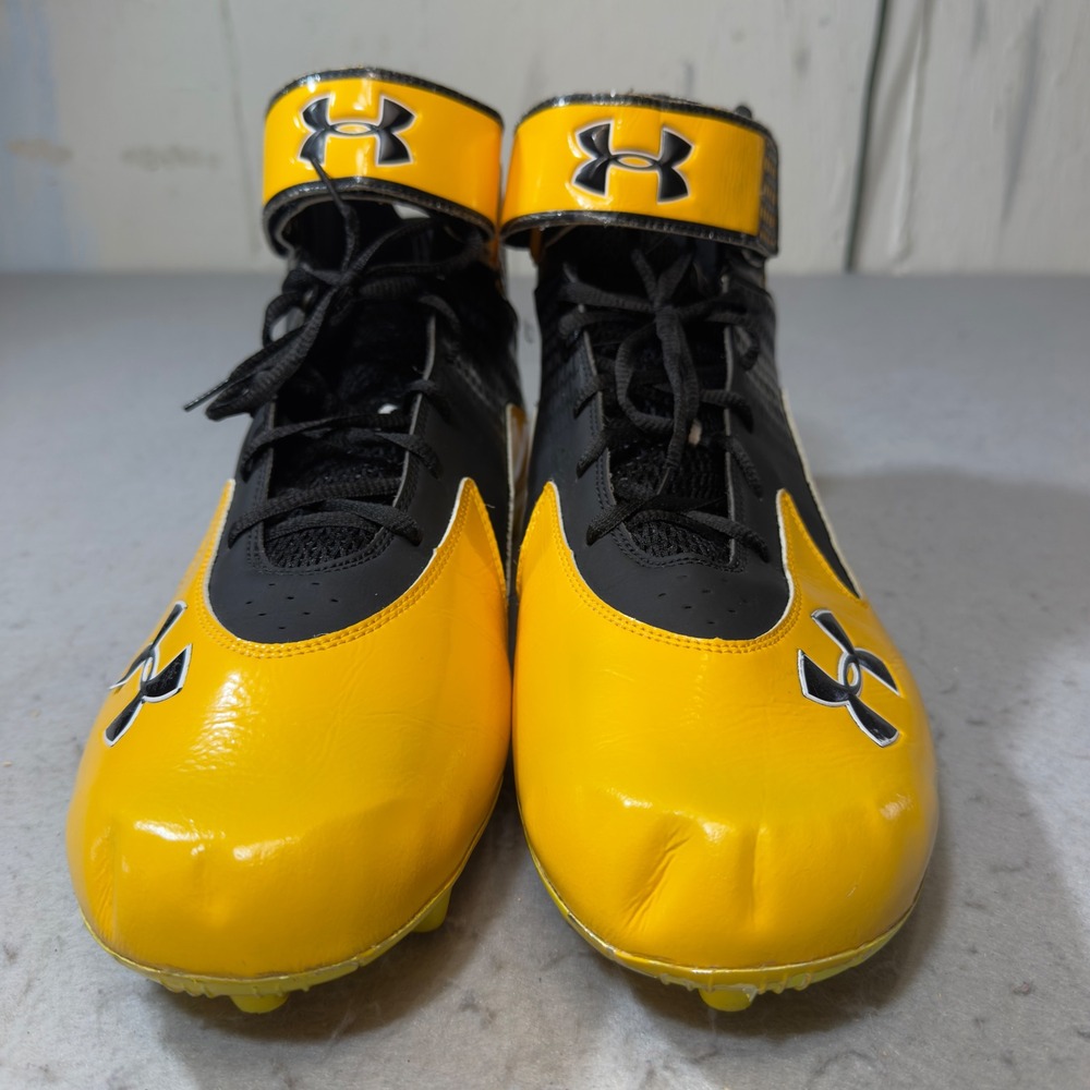Under Armour ClutchFit Football Cleat Yellow Black High Top Ankle Strap Men sz16